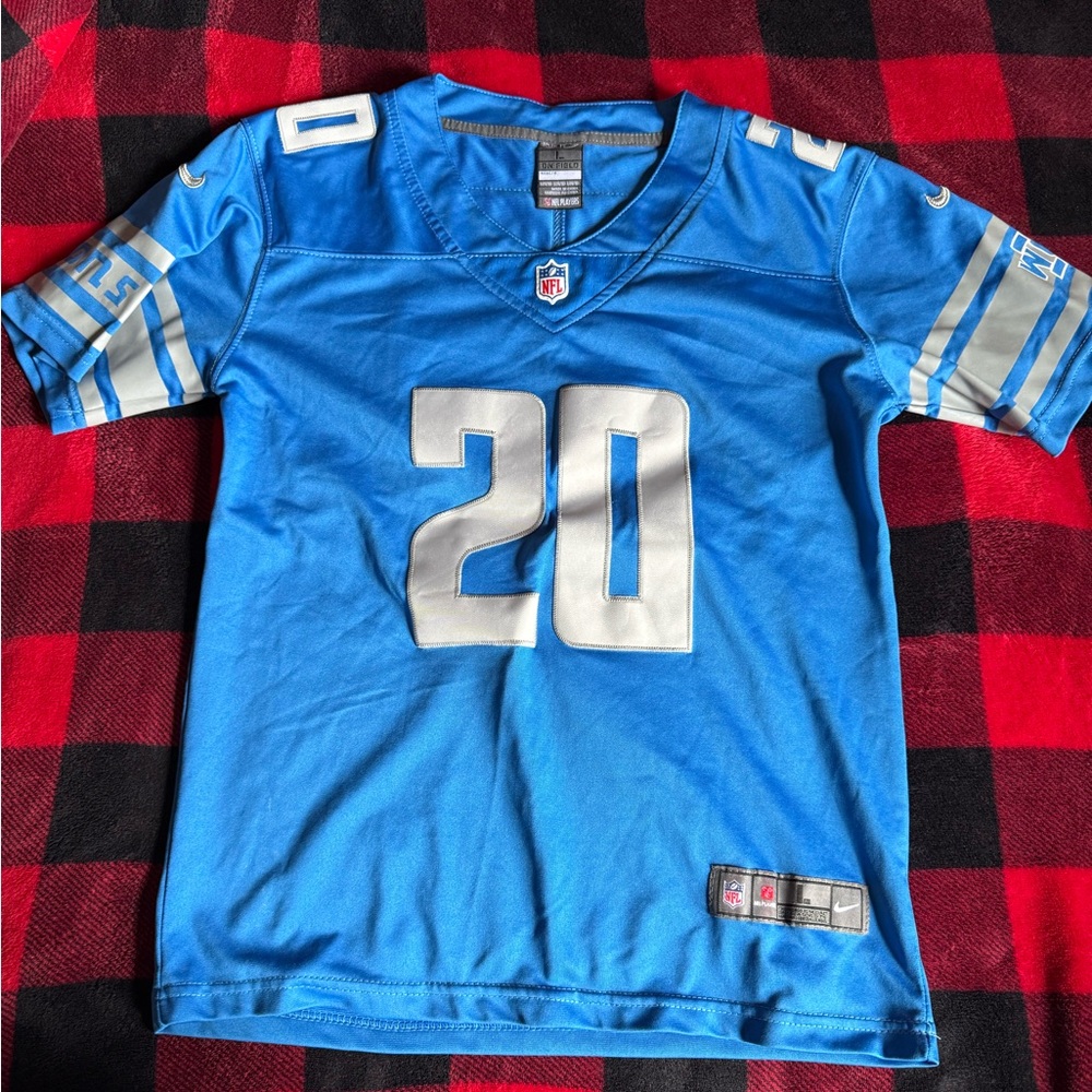 NFL Kids authentic Blue and Silver Barry Sanders Detroit Lions Team Jersey